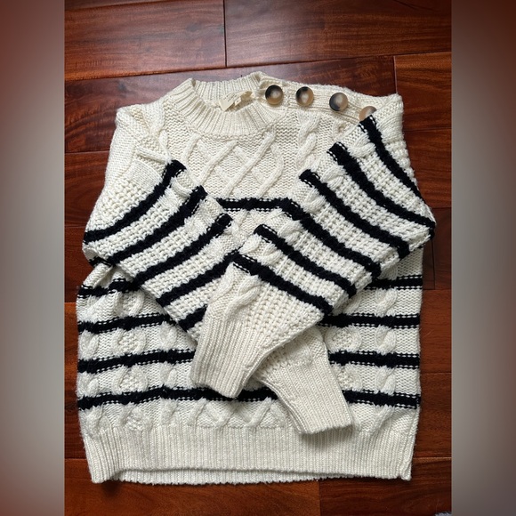 SEZANE James Jumper stripes Ecru/Navy | Size M | with FREE Sezane hair scrunchie - Picture 9 of 12